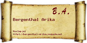Bergenthal Arika névjegykártya